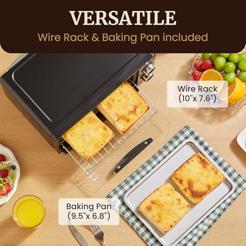 Elite Gourmet ETO236 Personal Compact 2 Slice Countertop Toaster Oven with 15 Minute Timer & Adjustable Temperature, Bake, Broil, & Toast, Black