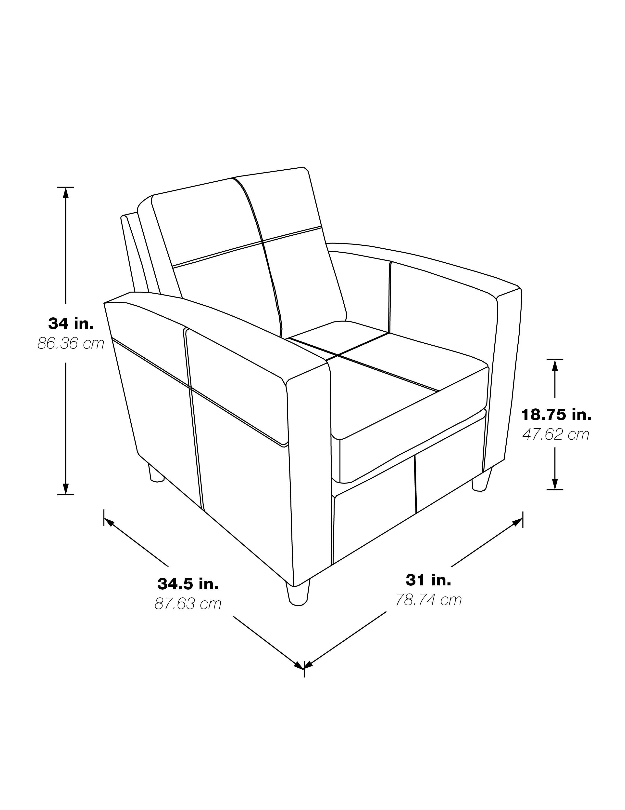 Venus Club Chair in Navy Blue Faux Leather and Medium Espresso Legs