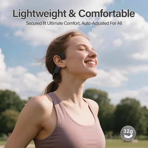 New Bone Conduction Headphones, 12Hrs Playtime Wireless Headphones,Bluetooth 5.4 Open-Ear Headphones with Mic,Waterproof Sports Earphones with earplugs, for Running, Cycling, Travling (Black)