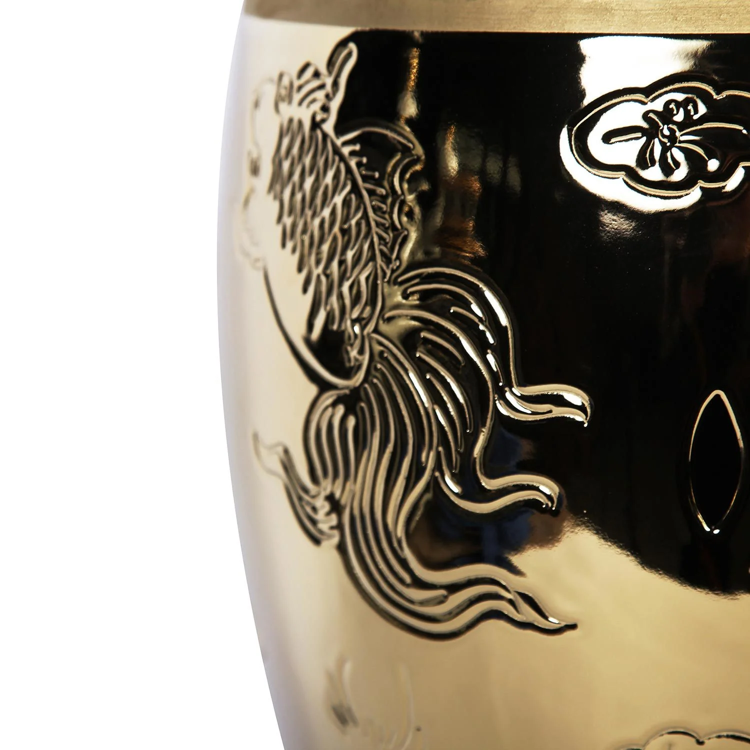 Gold End Table with Etched Asian Design - Elevate Home Decor