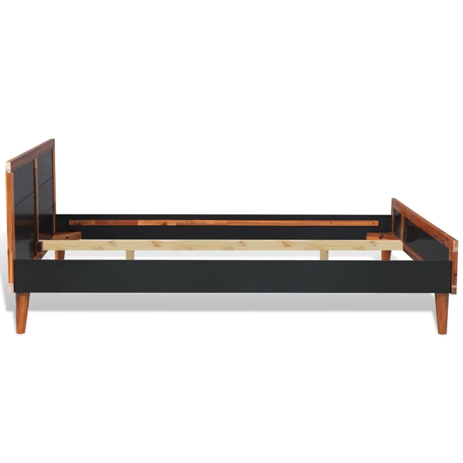 walmeck Bed Frame Black Solid Acacia Wood 70.9
