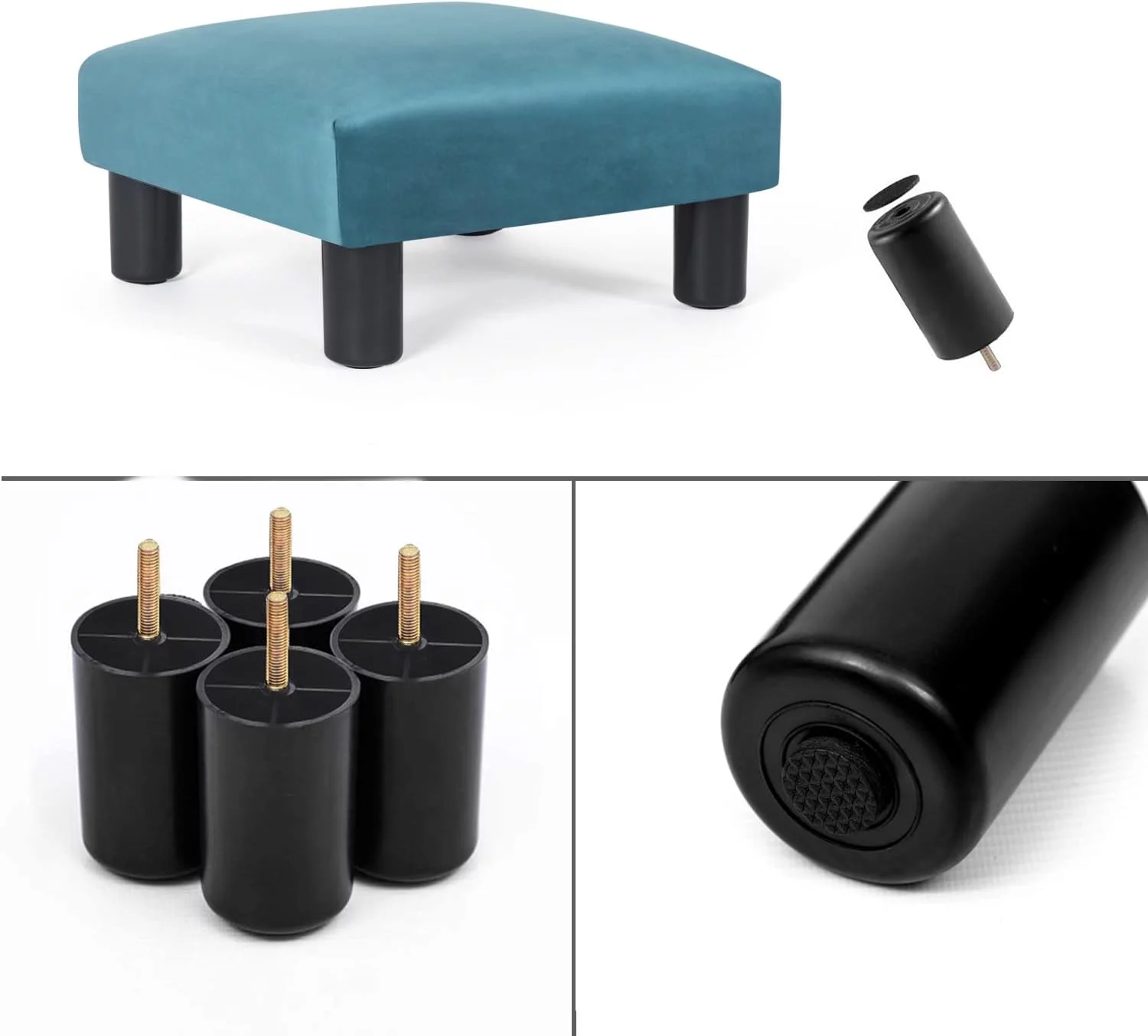 Ottoman Footrest Stool Modern Small Square Seat Chair Footstool (Blue)