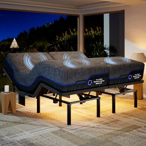 Marsail NS0 Adjustable Base with Mattress Set, Queen Adjustable Bed Frame + 10-inch Cooling Gel Memory Foam Mattress, Dual Motor Bed Frame with Wireless Remote, CertiPUR-US Certified