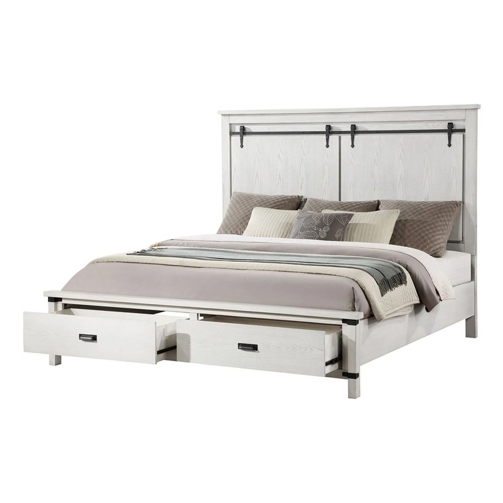 Loretta Modern Style King Bed Made with wood in Antique White
