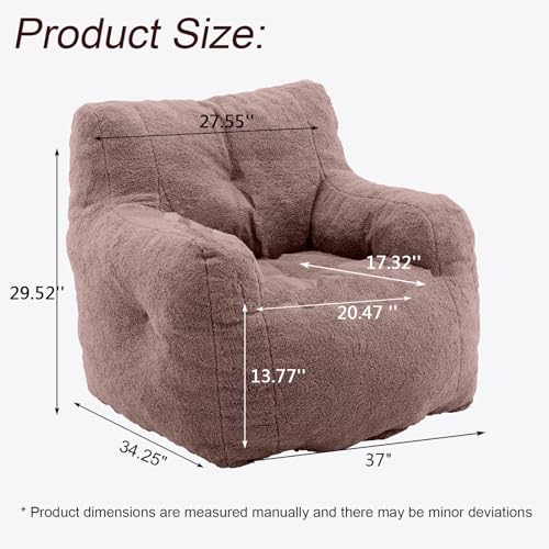 Recaceik Bean Bag Chairs, Tufted Soft Stuffed with Filler, Fluffy and Lazy Sofa, Imperial Lounger Giant Chair for Bedroom, Living Room, White