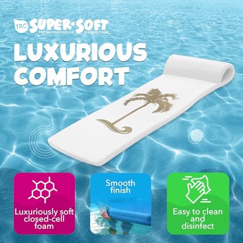 TRC Recreation Sunsation Vinyl Coated Foam Swimming Pool Float Mat Adult Lounger with Built-in Roll Pillow