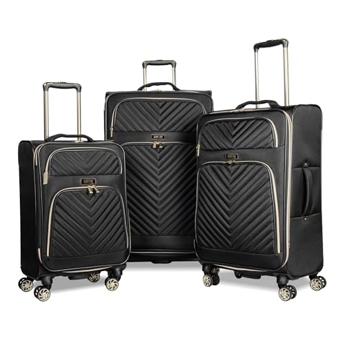 Kenneth Cole REACTION Chelsea Chevron Quilted Luggage, Black, 24-Inch Checked