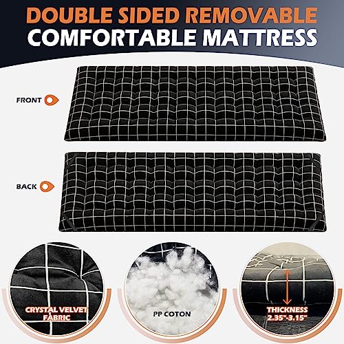 ATORPOK Camping Cot for Adults with Cushion Comfortable, Portable Folding Bed for Sleeping, Lightweight Folding Bed with Carry Bag for Kids Supports 450 lbs (Black)