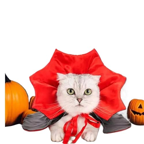 6-Piece Halloween Vampire Devil Cape Cloak Adjustable Pet Cat Cosplay Outfit Red Black