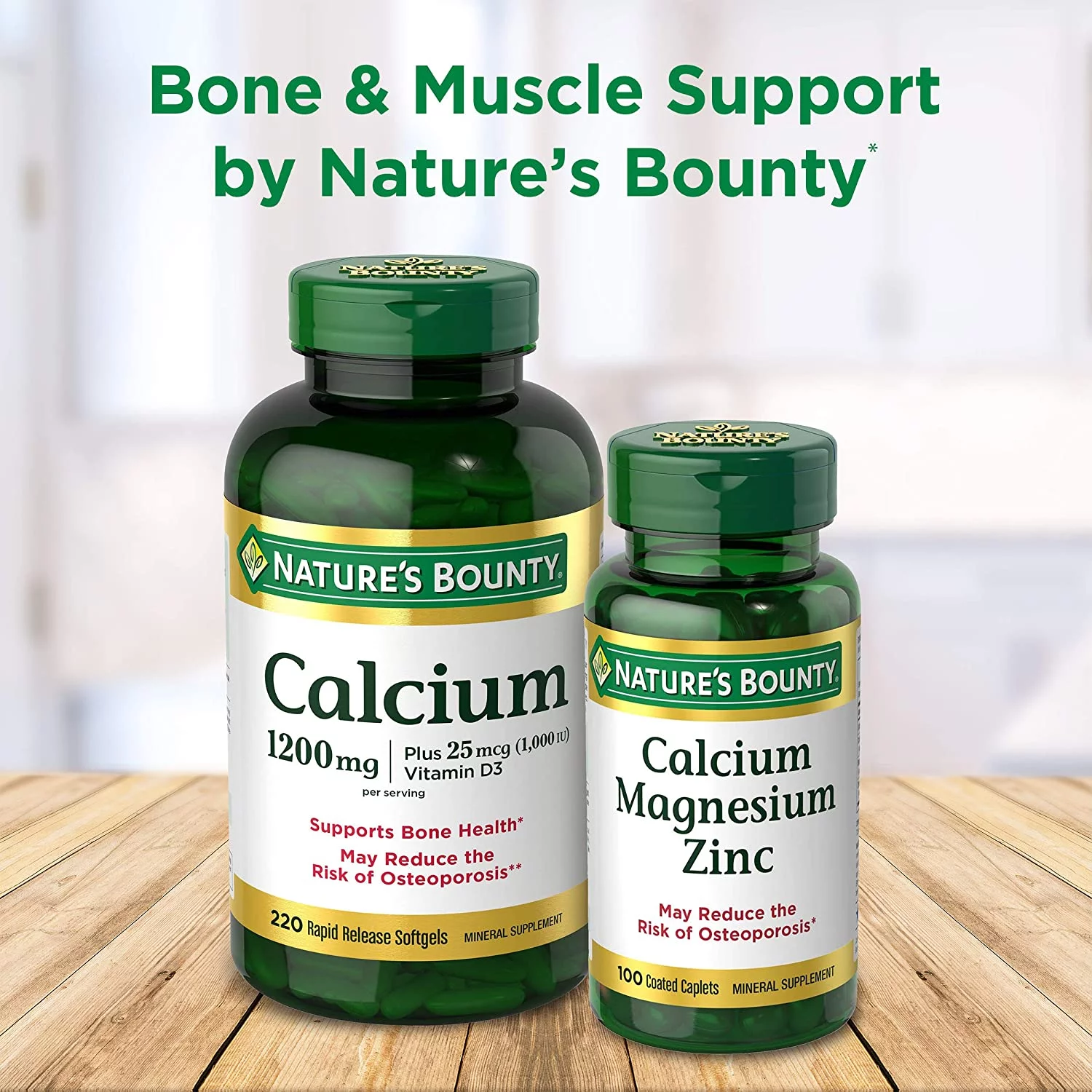 Nature's Bounty Calcium 1200mg Plus 1000IU Vitamin D3, Softgels 220 ea (Pack of 3)