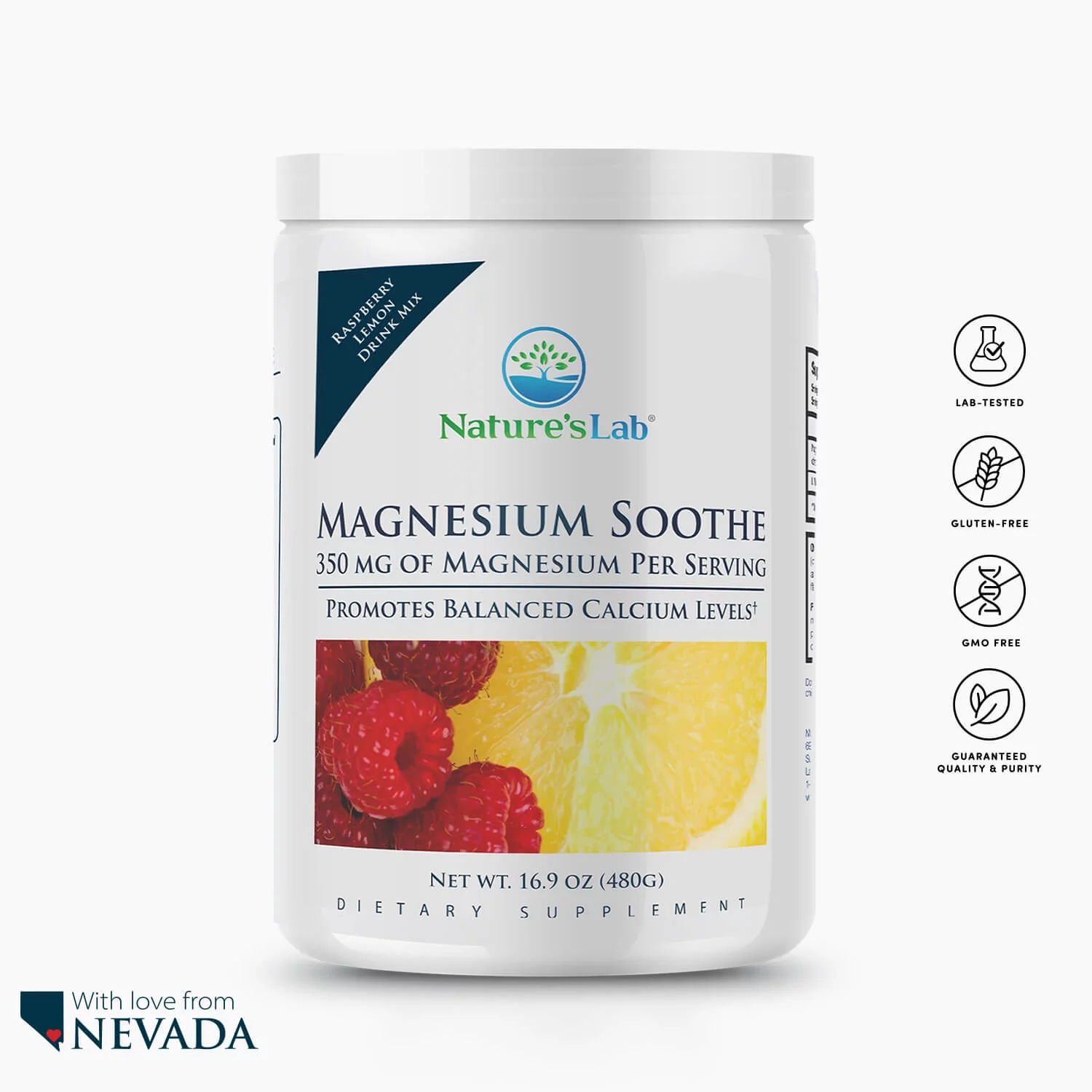 Nature's Lab Magnesium Soothe Powder 350mg - 16.9 oz (100 Servings) - Promotes Balanced Calcium Levels, Muscle & Nerve Function, Energy Production, and Overall Cardiovascular Health*