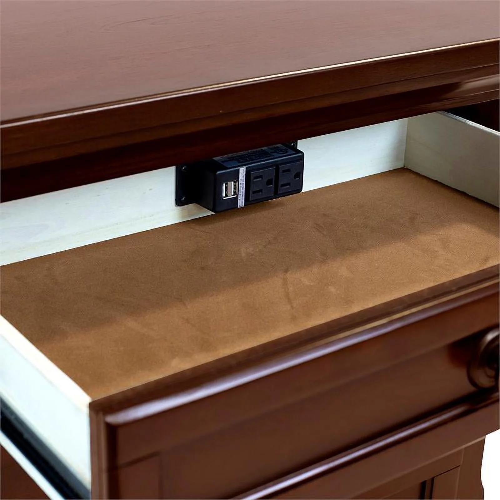 FOA Caiden 2pc Dark Cherry Solid Wood Bedroom Set - Nightstand + Chest