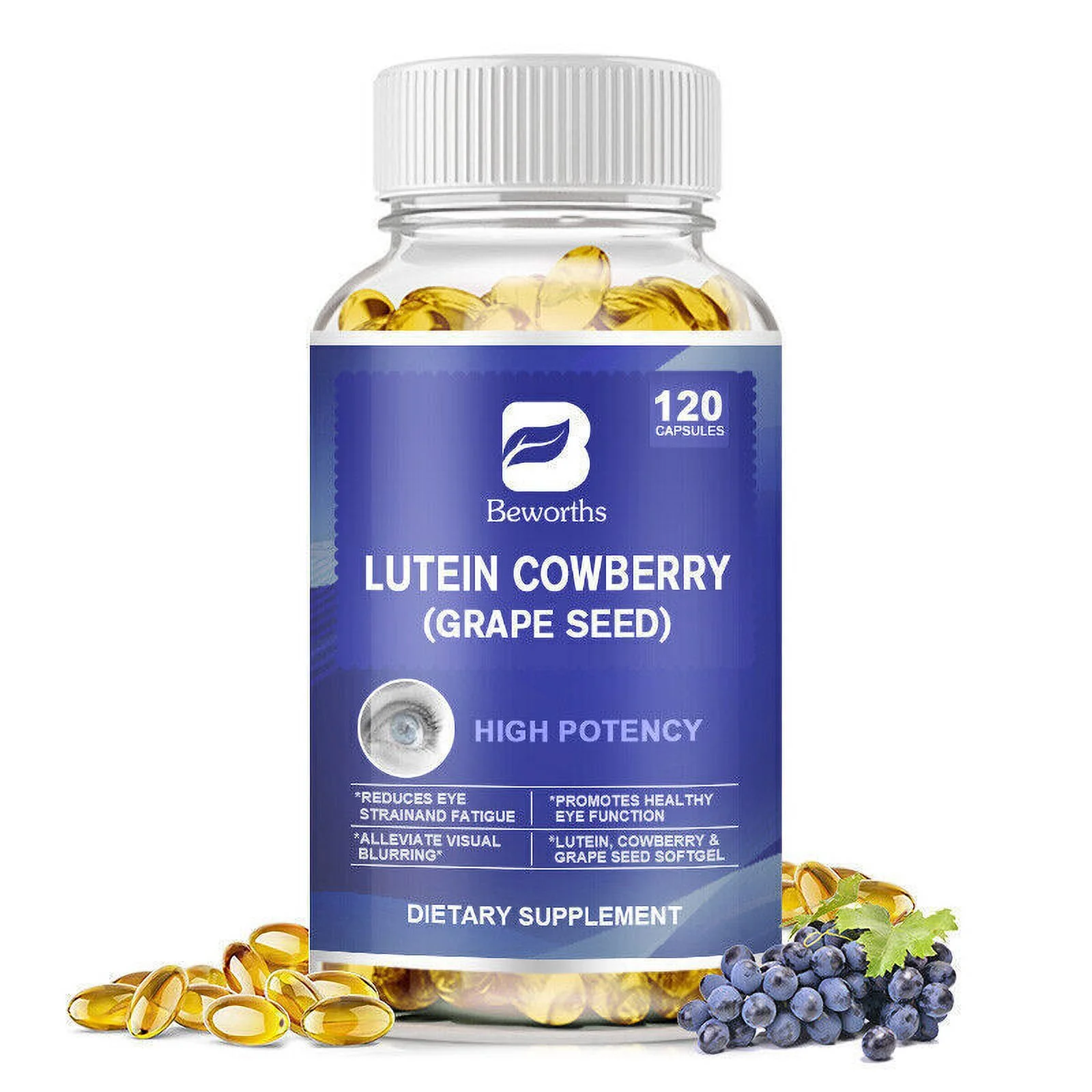 Z-eaxanthin and Lutein 40 mg Eye Health Vitamins with Grape Seed 120 Softgels