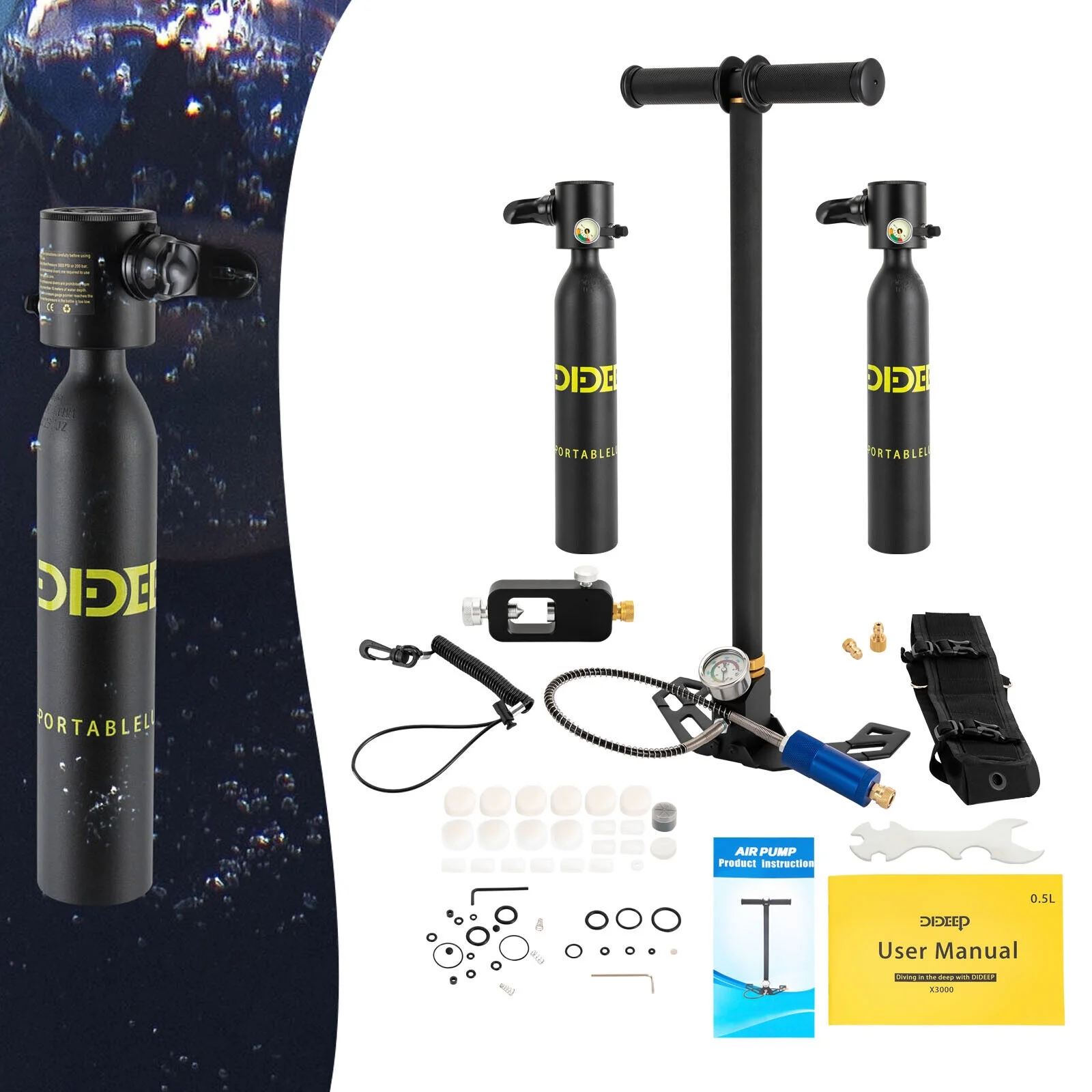Miumaeov Oxygen Air Tank Equipment Underwater Breath Oxygen Tank Mini Scuba Diving Kit