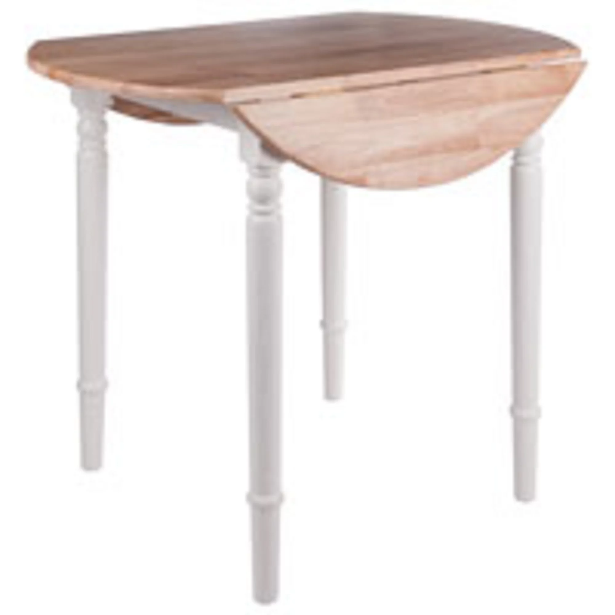 Contemporary Home Living 30” Beige and White Round Drop Leaf Table