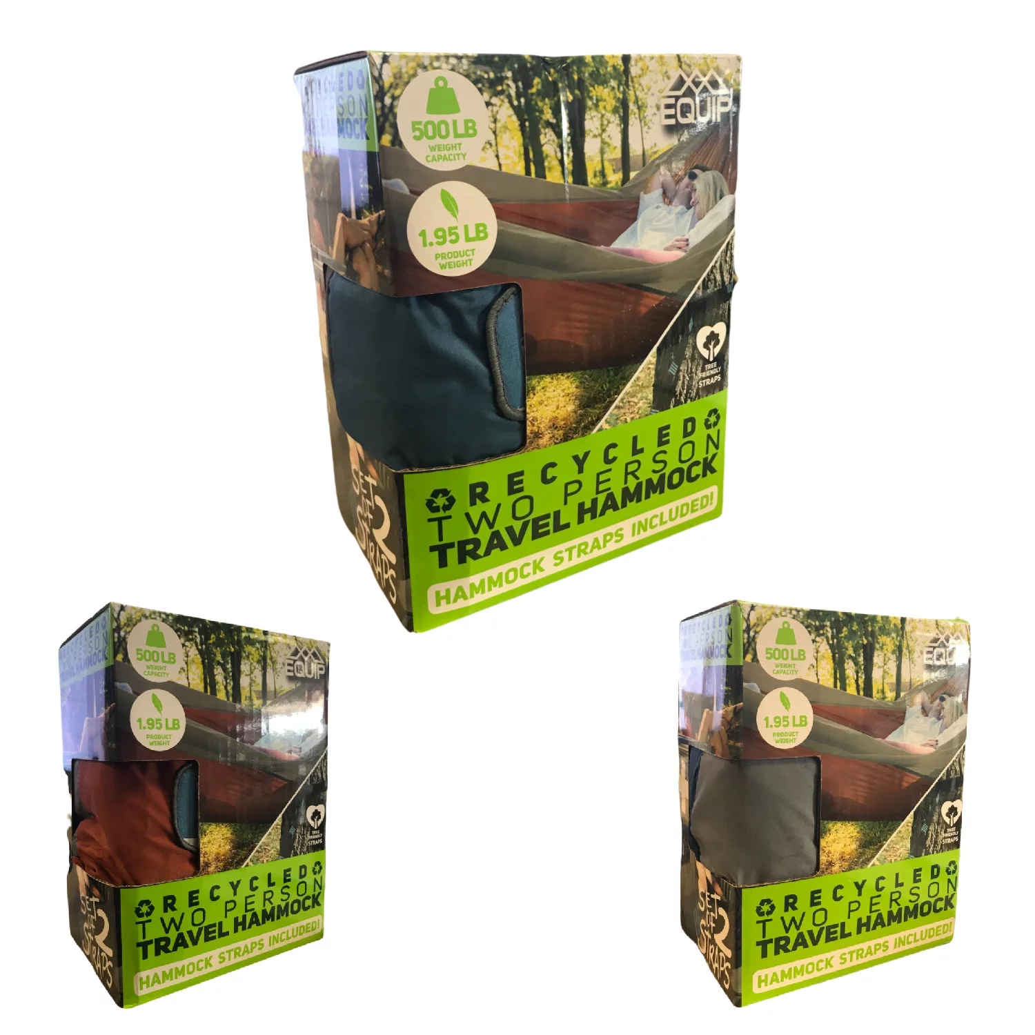 Equip 2-Person Recycled Nylon Fabric Portable Hammock with Straps, 500lbs (Blue)