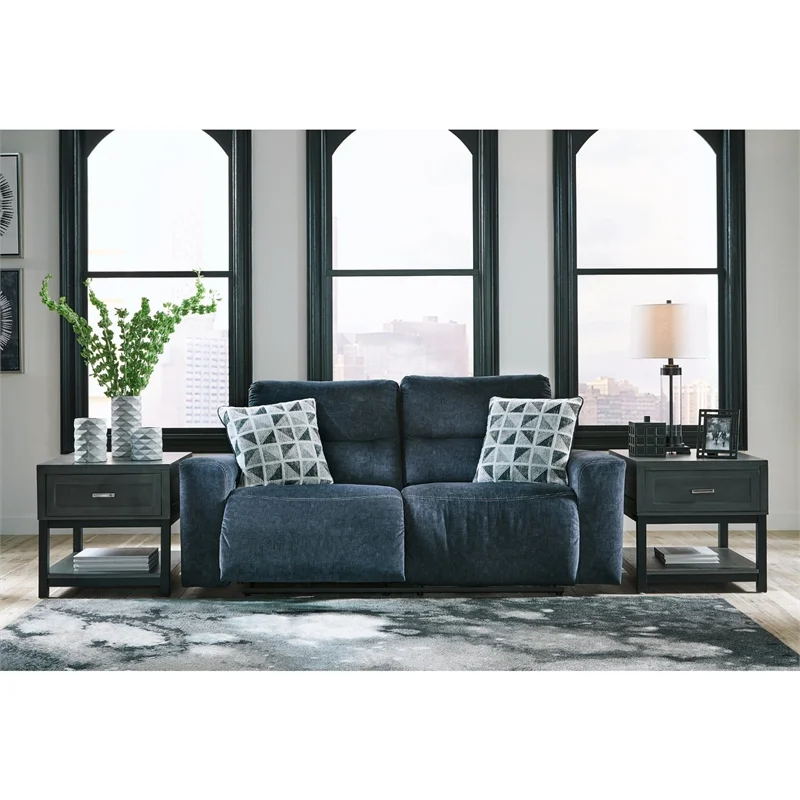 Ashley Furniture Paulestein 2-Seat Fabric Power Reclining Sofa in Blue