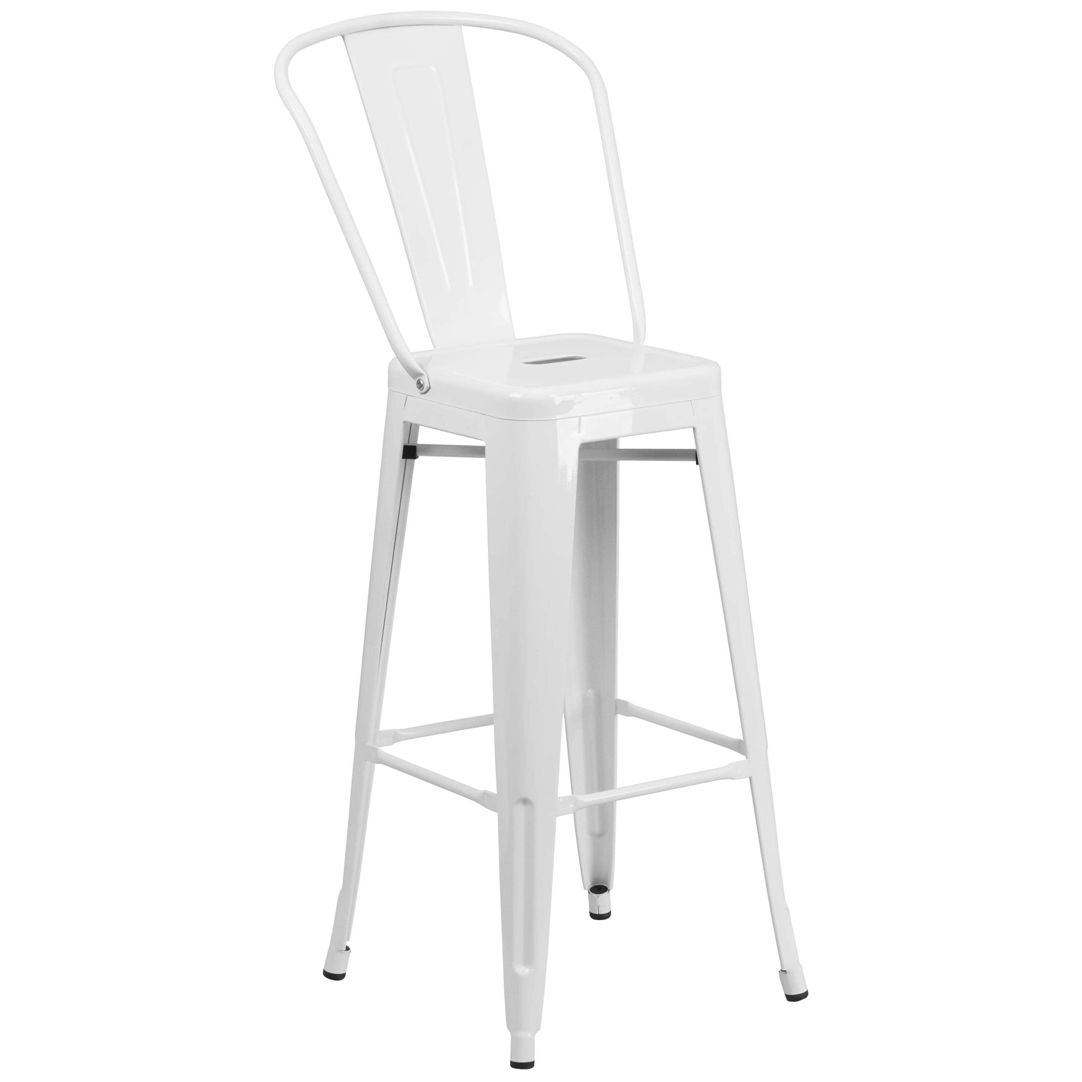 A Line Furniture Industrial White Bistro Style Metal Barstool 4 Stools