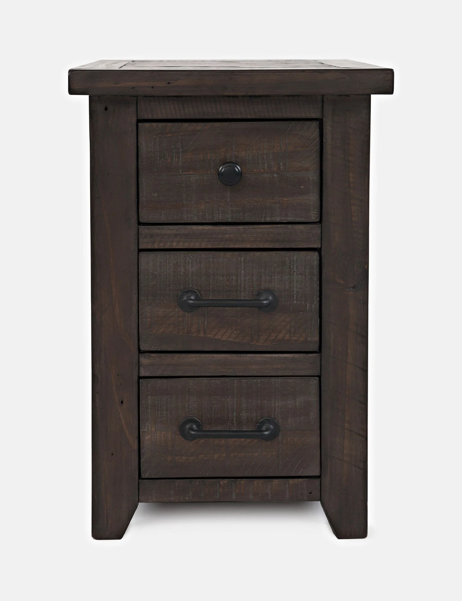 Jofran Madison County Rustic Reclaimed Pine Farmhouse Harris USB Charging Chairside Table