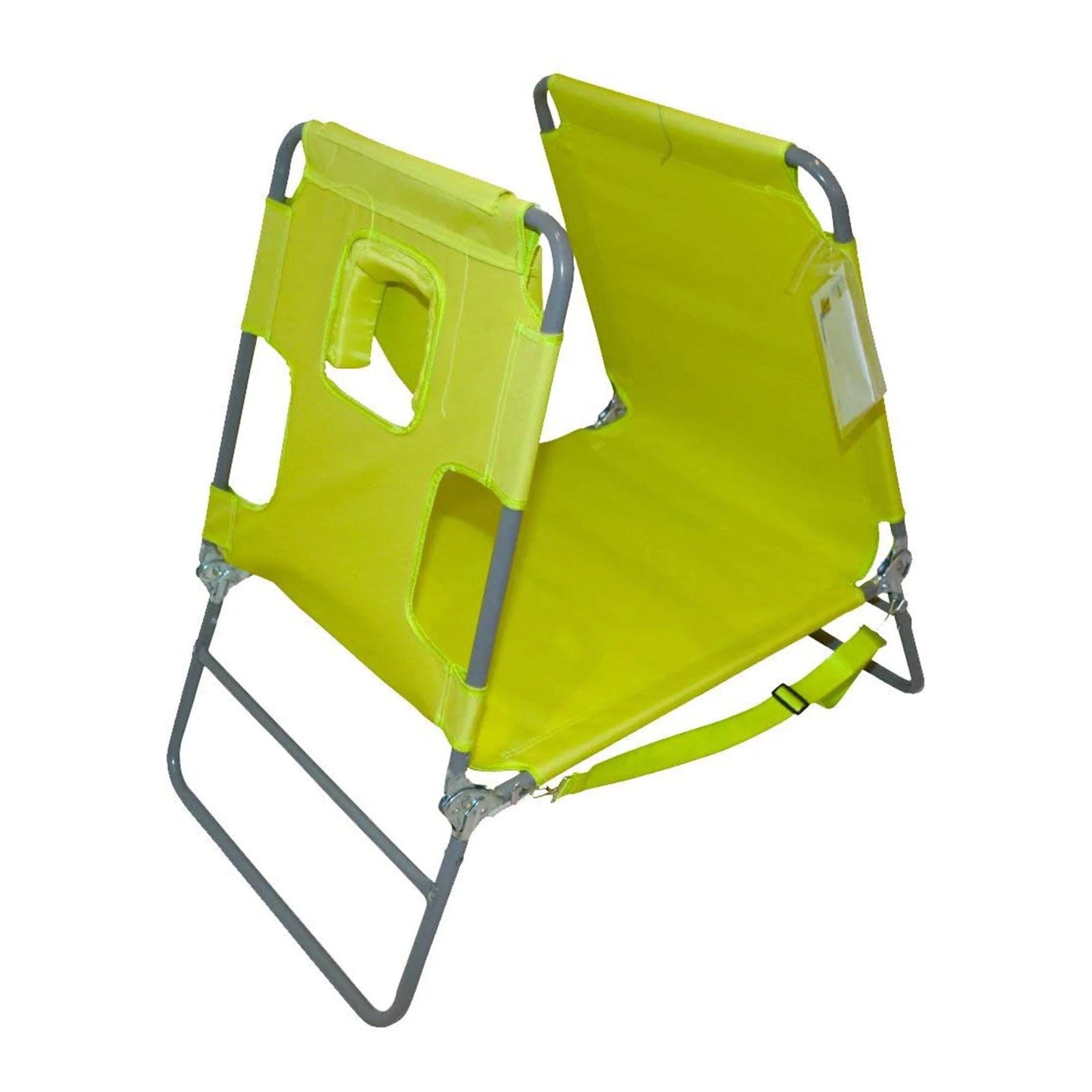 Ostrich Chaise Lounge Foldable Sunbathing Beach Chair, Neon Green (2 Pack)