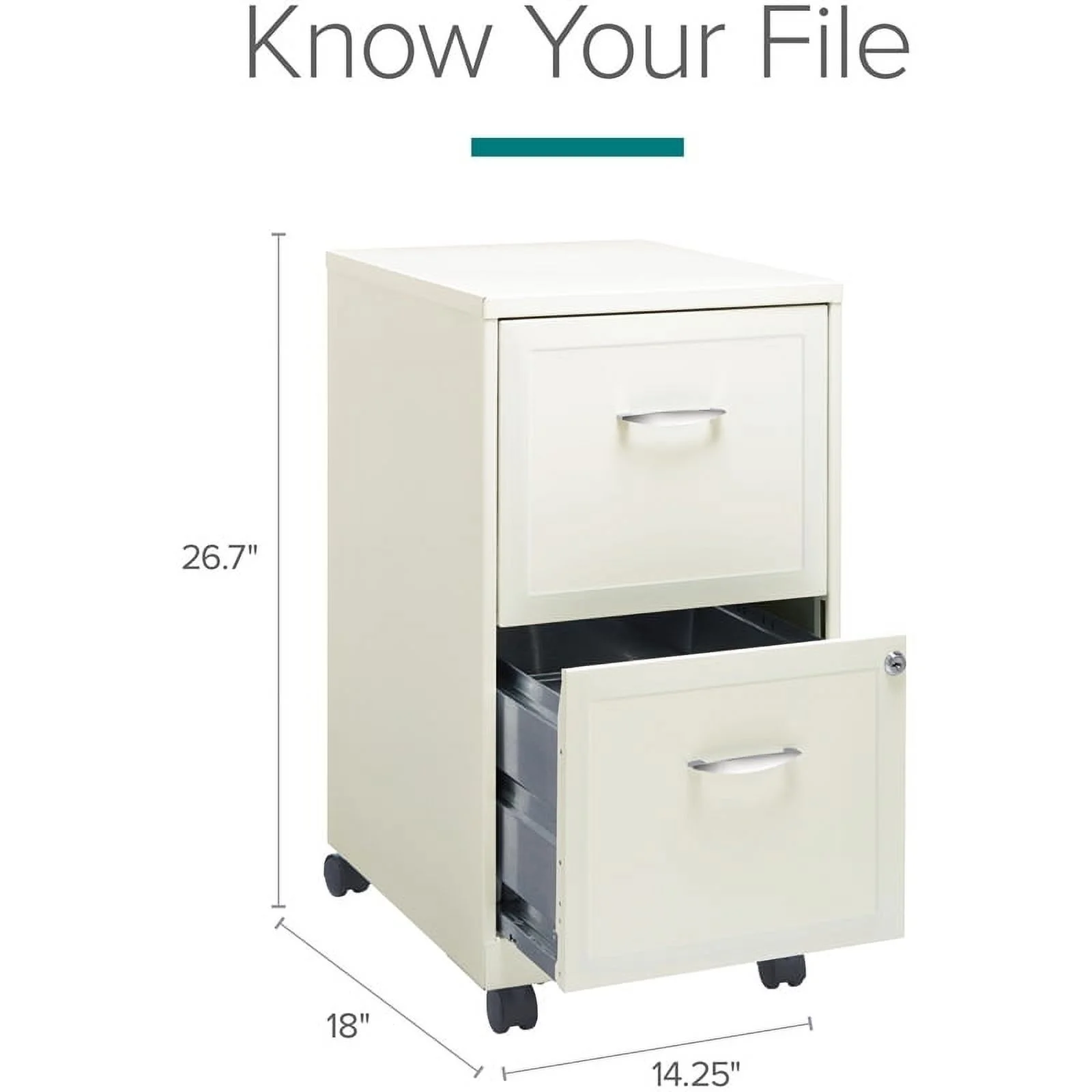 Scranton 2 Drawer Steel Mobile File Cabinet in Pure White