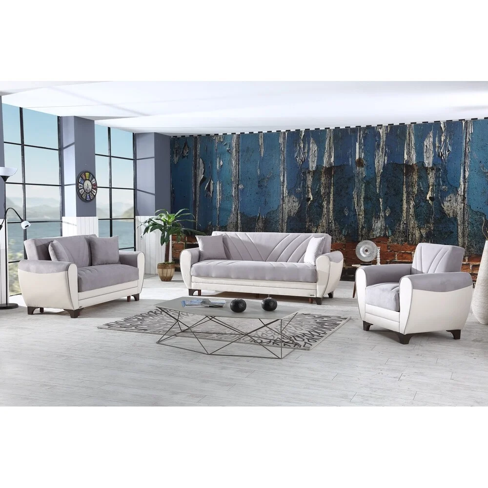 Fonxy 3-piece Living Room, Sofa, Loveseat And Arms Chair  Set Grey