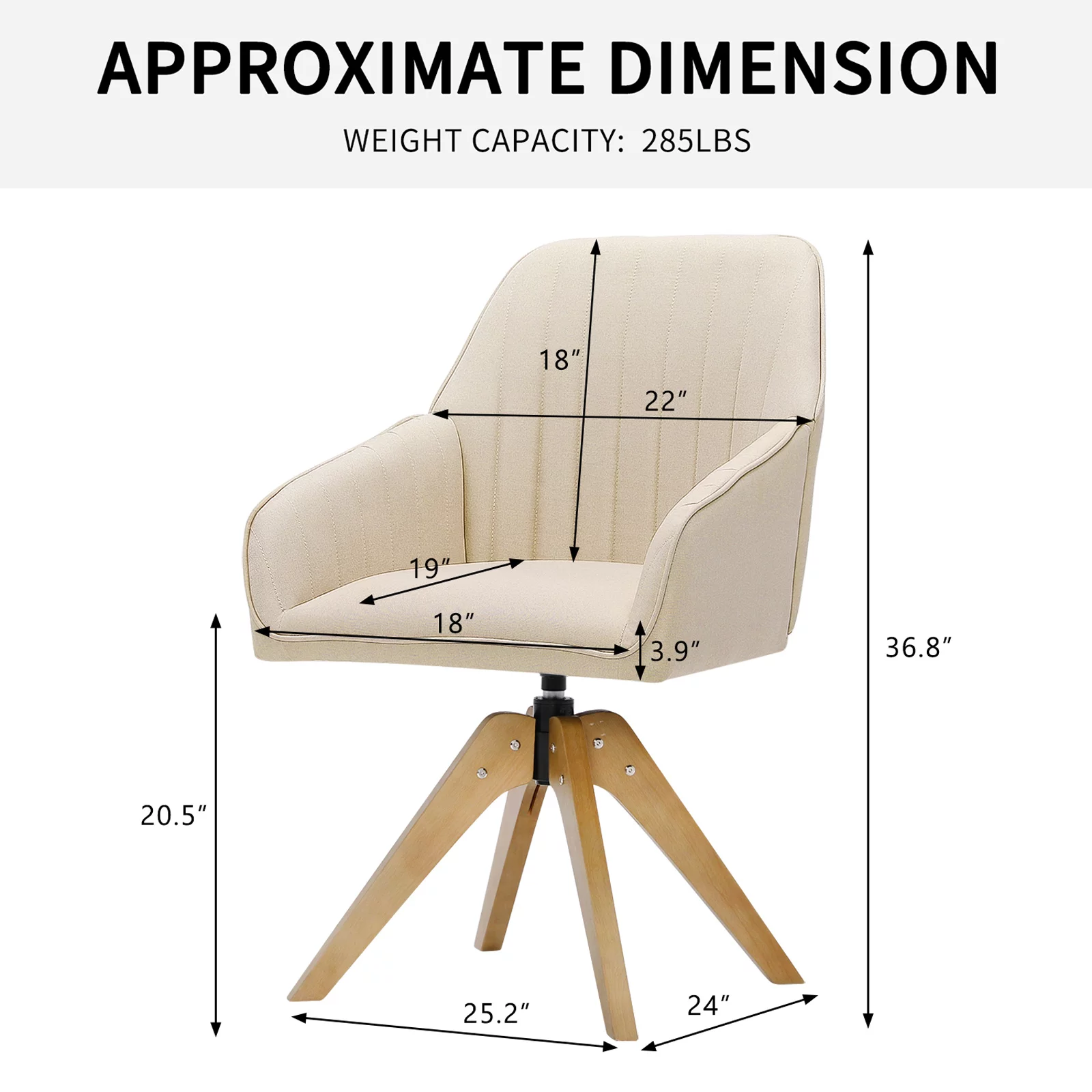 Mid Century Swivel Accent Chairs Modern Barrel Desk Chair Faux Linen,Beige