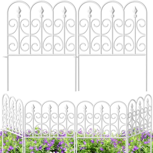 AMAGABELI GARDEN & HOME 8 Panels 32in(H)×10ft(L) Decorative Garden Fences and Borders for Dogs Pre-Linking Panels No Dig Garden Edging Border Fence for Animal Barrier Fencing for Flower Bed Yard Patio