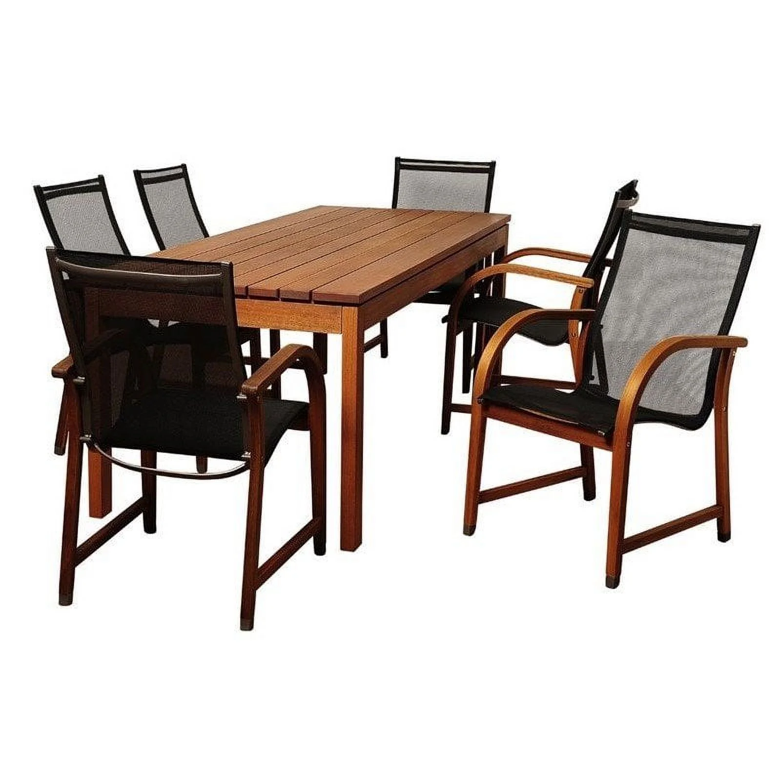 Amazonia Fletcher 7-Piece Solid Wood 100% FSC Rectangular Patio Dining Set, Seating Capacity: 6