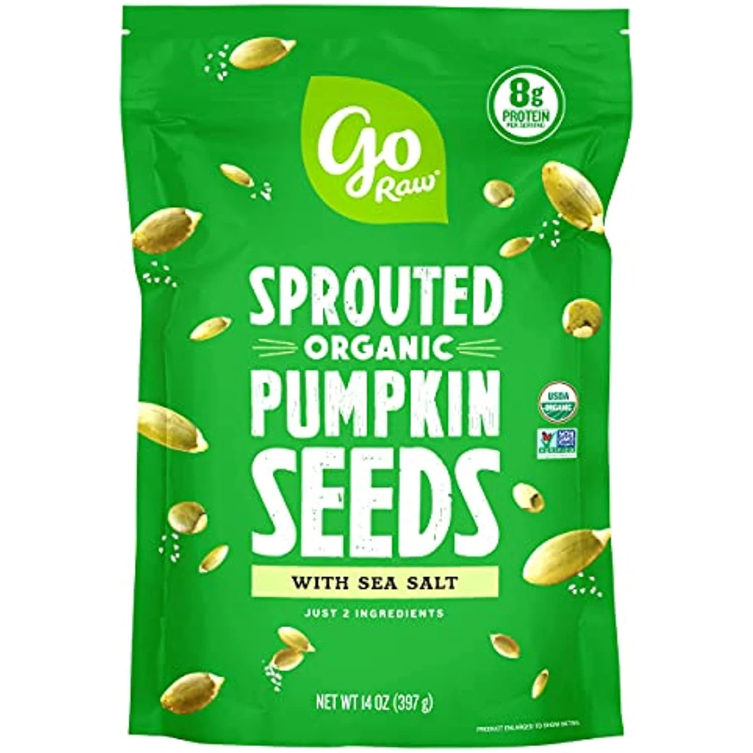 Go Raw Pumpkin Seeds With Sea Salt, Sprouted & Organic, 14 Oz. Bag | Keto | Vegan | Gluten Free Snacks | Superfood