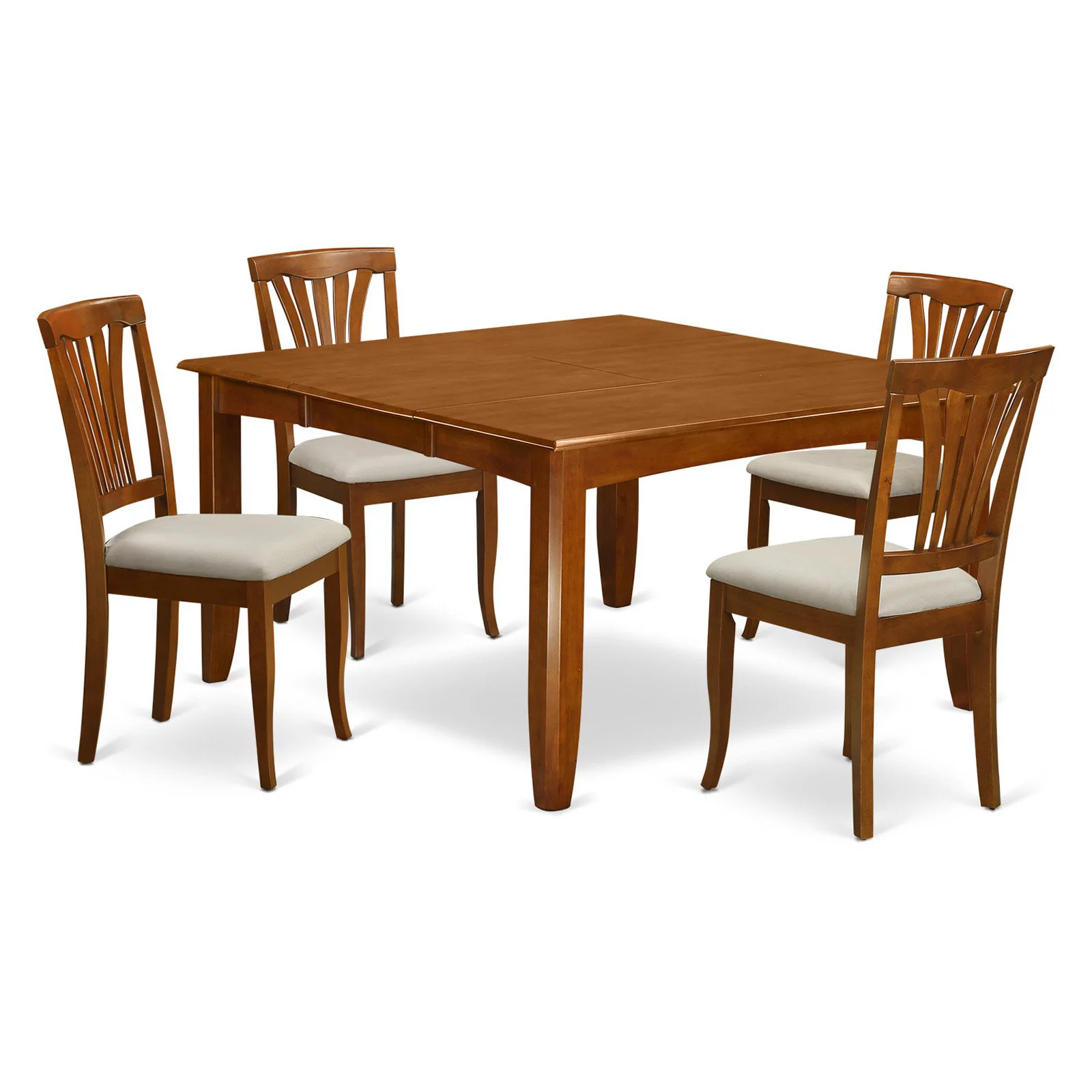 East West Furniture  5 Piece Dining Room Table Set- A Square Kitchen Table and 4 Dining Chairs, Black & Cherry(Seat Options) Wood Seat PFAV5-BCH-W