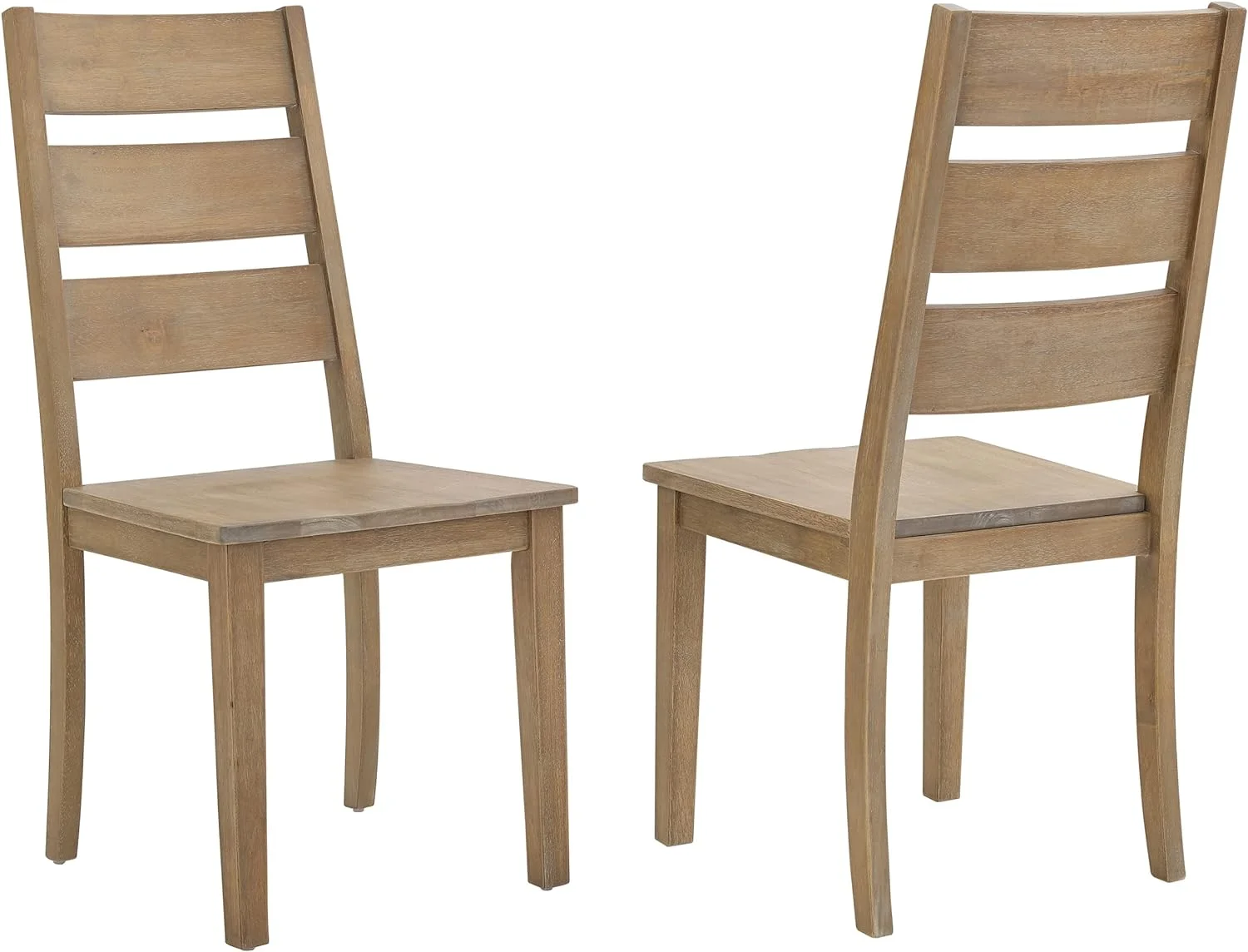 Joanna 2-Piece Ladder Back Dining Chair Set, Rustic Brown