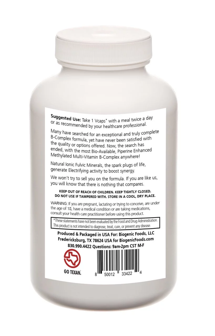 Methylectric B-50 Complex - Methylated B1 - B20 Multi-Vitamin and Fulvic Minerals Veggie Caps