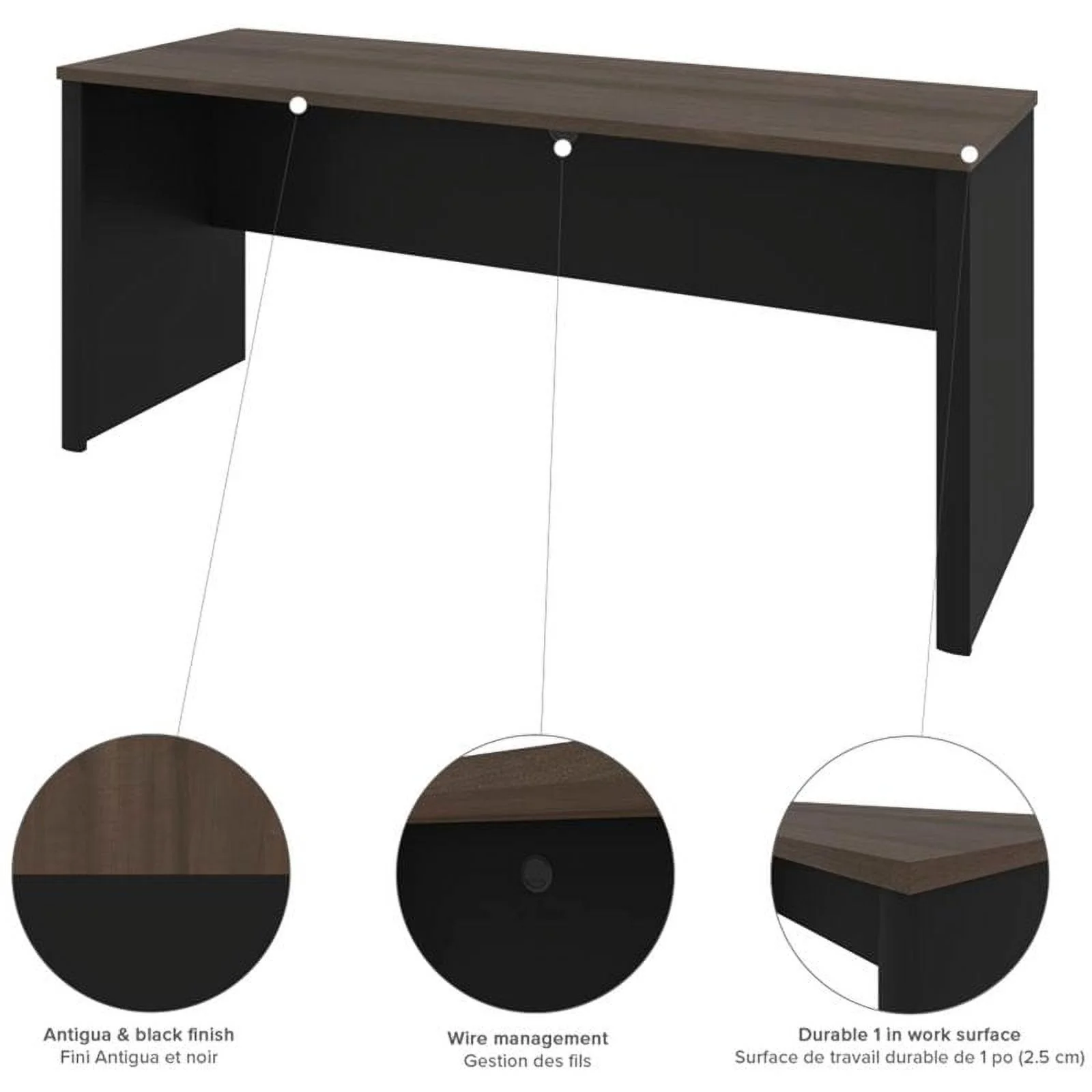 Atlin Designs 5 Piece L Shaped Computer Desk with Hutch in Antigua and Black