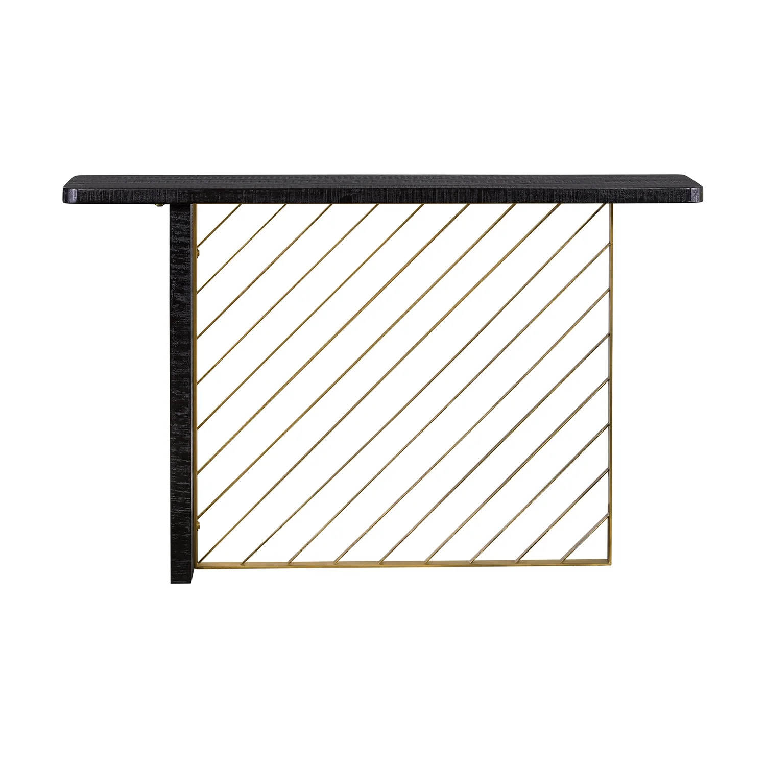 Armen Living Monaco Modern Wood/Metal Console Table in Black/Antique Brass