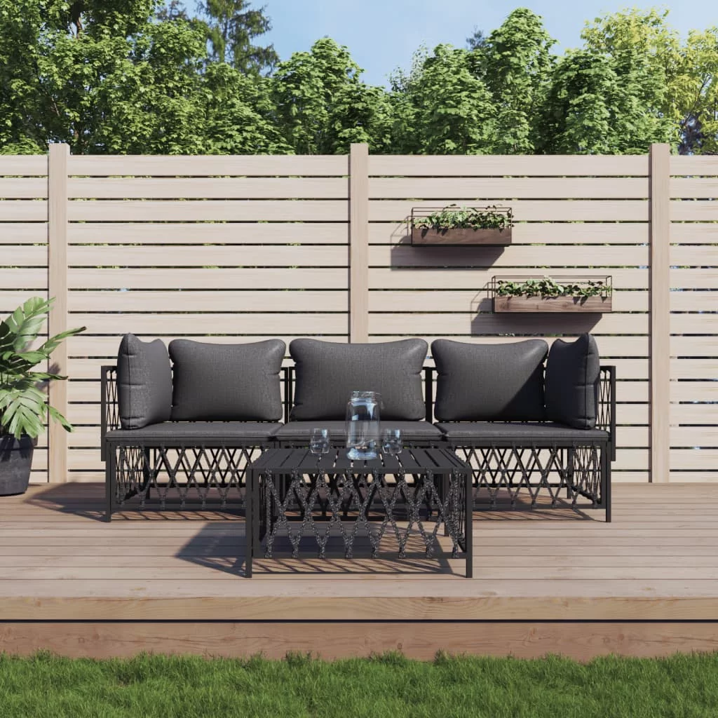 Irfora 4 Piece Patio Set with Cushions Anthracite Steel