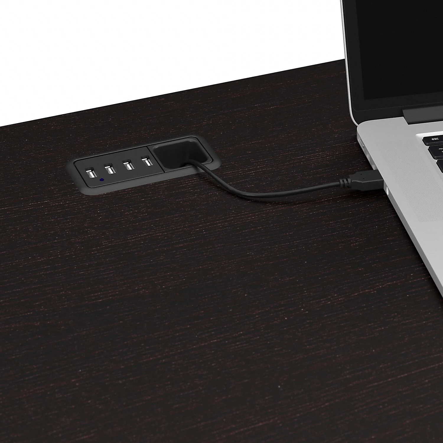 Maykoosh French Country 60W L Shaped Computer Desk With Hutch And 5 Shelf Bookcase