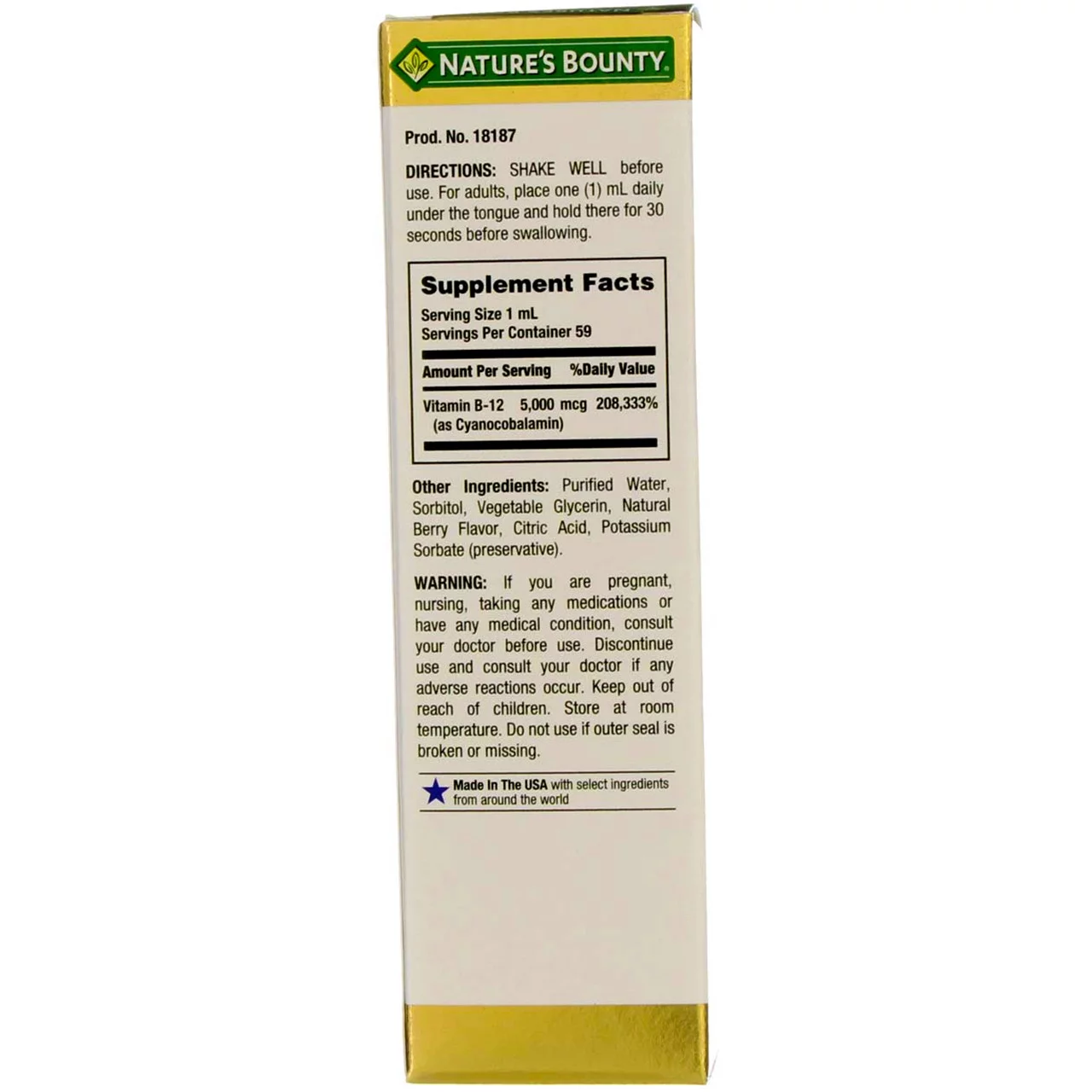 Nature's Bounty B-12 5000 mcg Sublingual Liquid Energy Health 2 oz (Pack of 3)