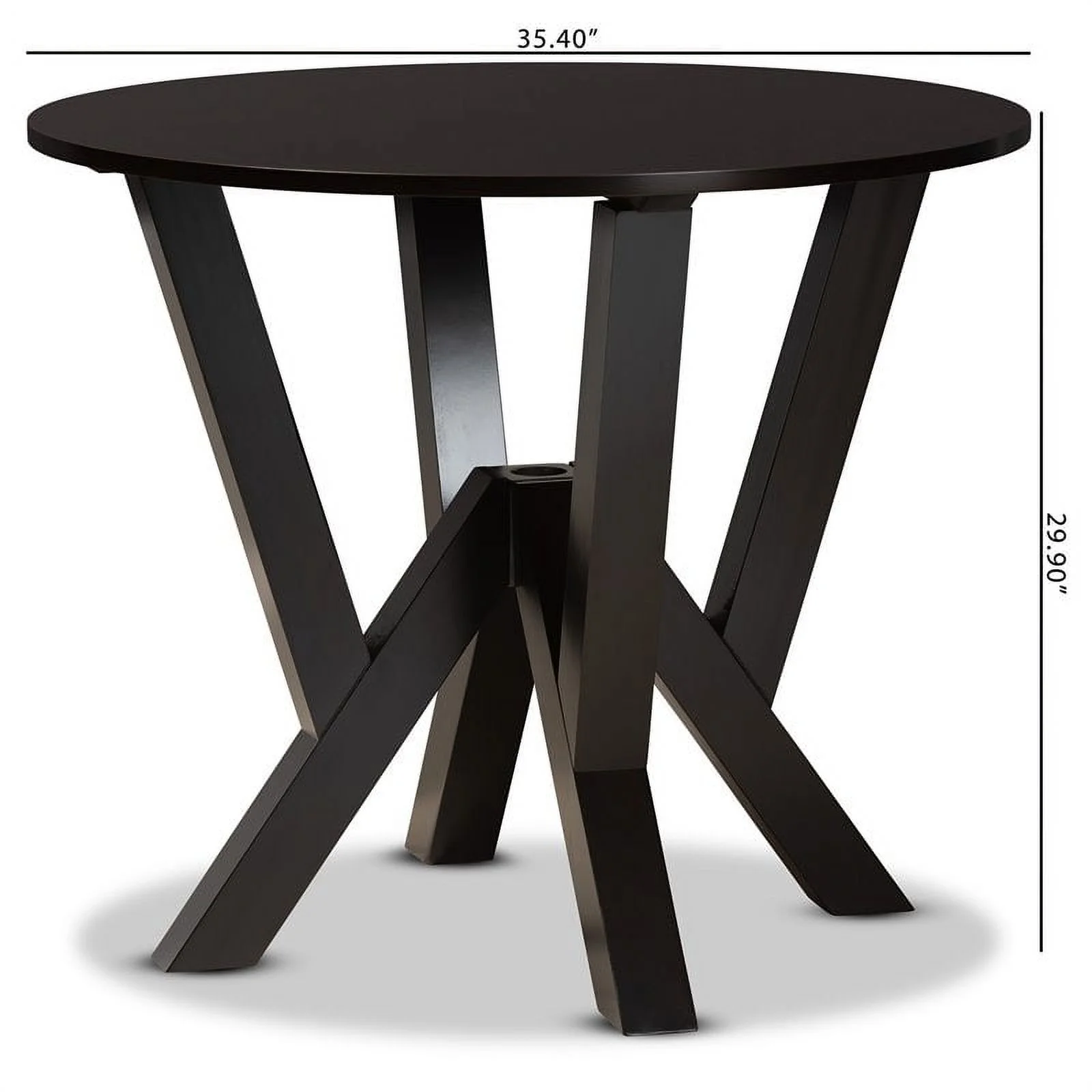 Bowery Hill Modern Dark Brown Finished 35-Inch-Wide Round Wood Dining Table