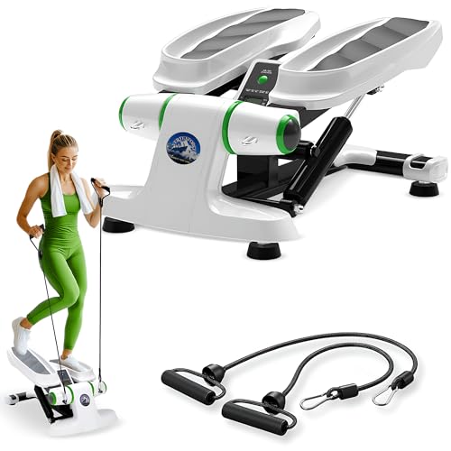 Steppers for Exercise at Home, Adjustable Height Mini Stepper with Resistance Bands, Stair Stepper with 286 lbs Loading Capacity, Stepper for Full Body Workout
