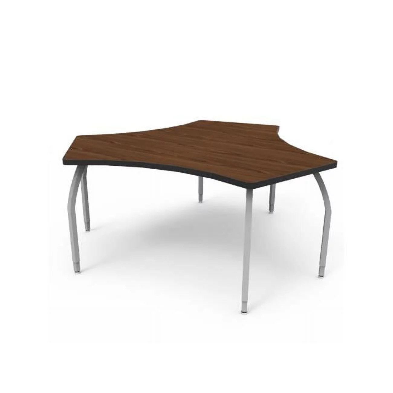 Elo Diamond Desk with Fusion Maple Laminate & 3 Junior Adjustable Smooth Silver Legs - 21-26 x 34 x 30 in.