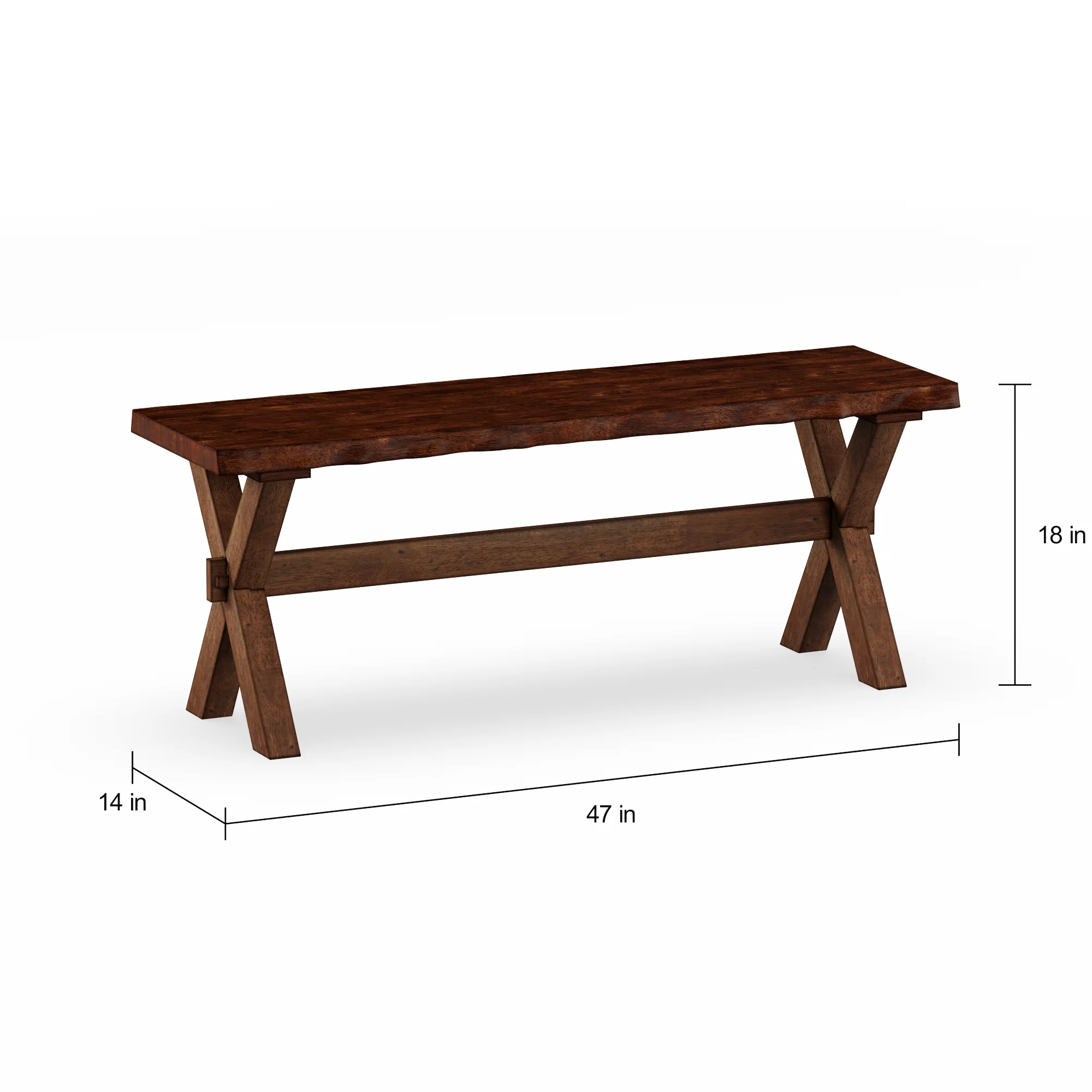 Desert Fields Cocina Live Edge Dining Bench, Walnut