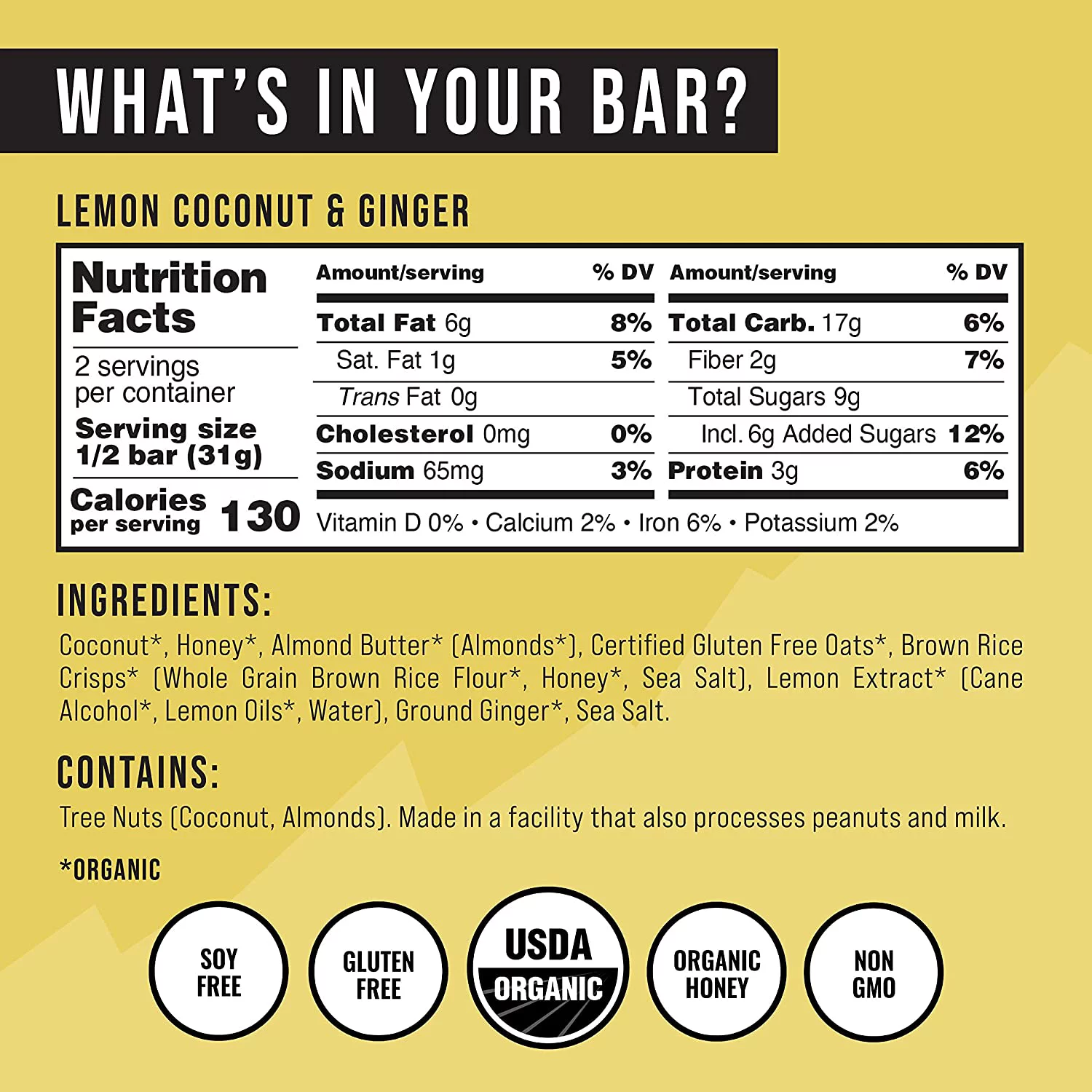 Kate's Real Food, Snack Bars, GMO Free, Lemon Coconut, 12 Ct, 2.2 Oz