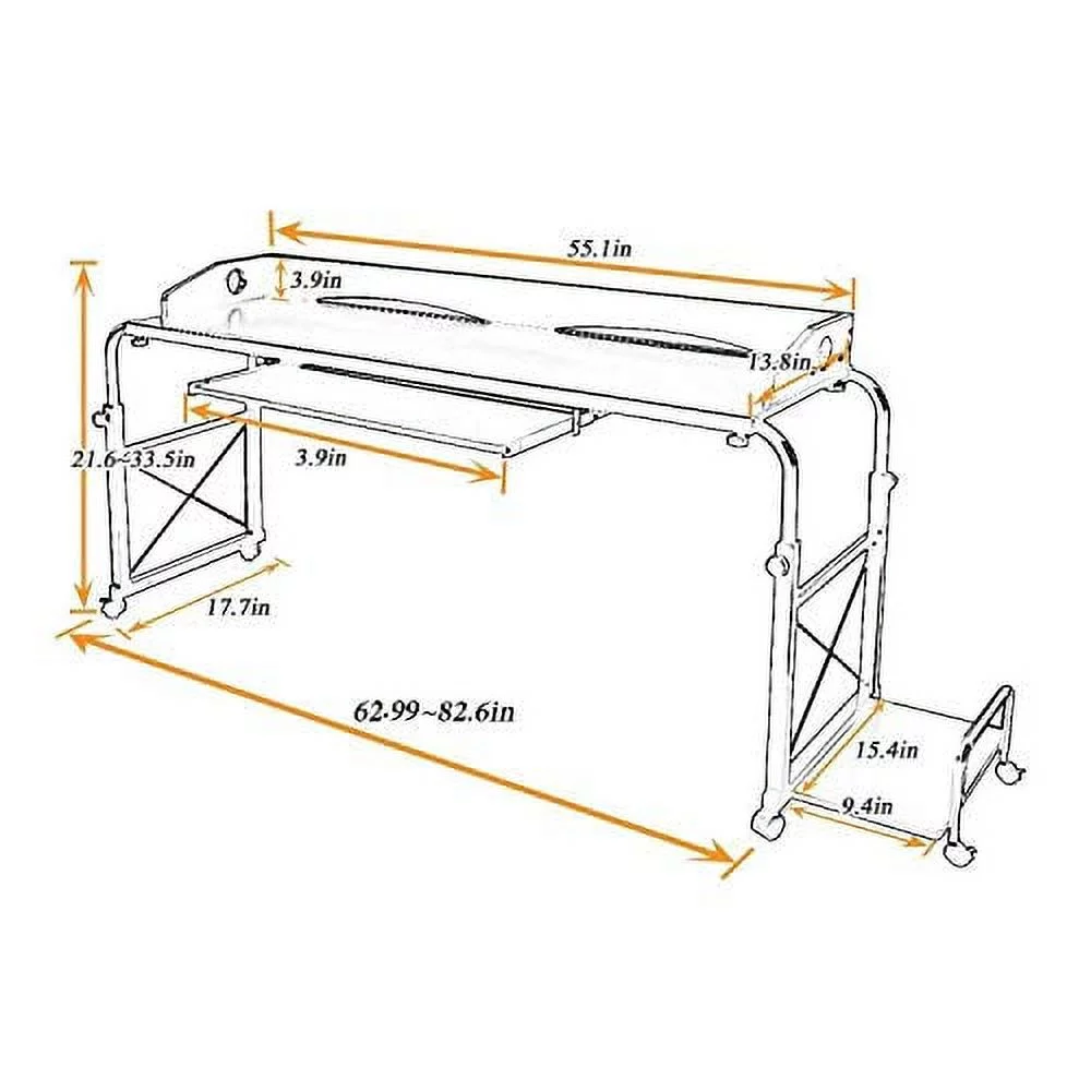 Wellynap Overbed Computer Desk, 55.1