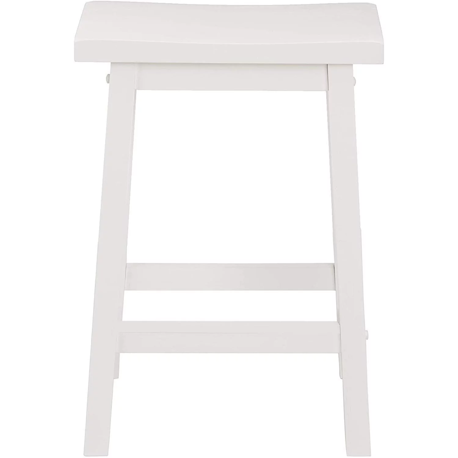 PJ Wood Classic Saddle-Seat 24In Kitchen Counter Stools, White, Set of 2