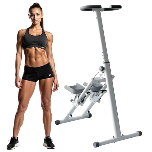 Stair Stepper Folding Vertical Aerobics Appliances Exercise Climber for at-Home Workouts Total Body Exerciser with Handle 242LBS Load with Pedal/Stand/Cup Holder, Step Angle Adjustable