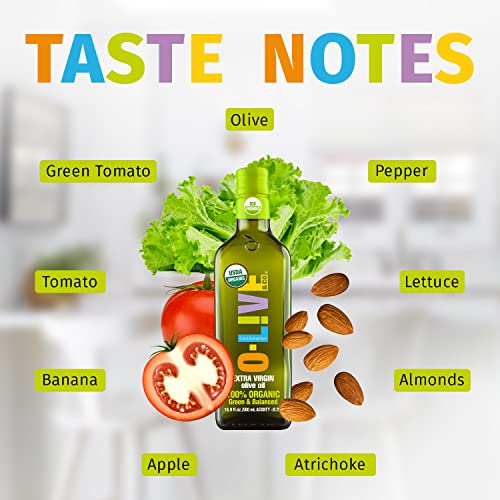 O-Live & Co. Organic Extra Virgin Olive Oil - 16,9 fl oz (500ml) - Cold-Pressed, High in Antioxidants, Non-GMO