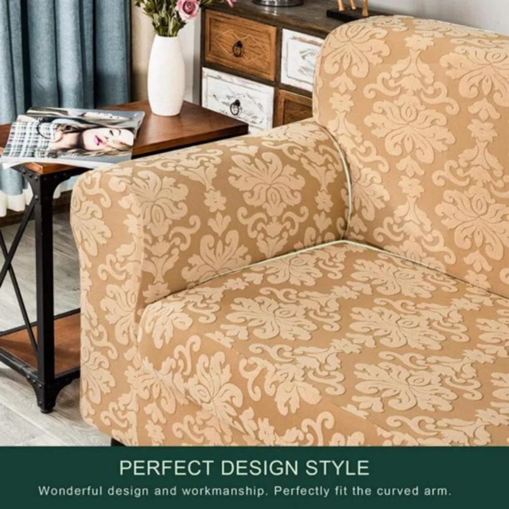 CHUN YI 2-Piece Sofa Cover with Cushion Cover Jacquard Slipcover (Loveseat, Dark Khaki)