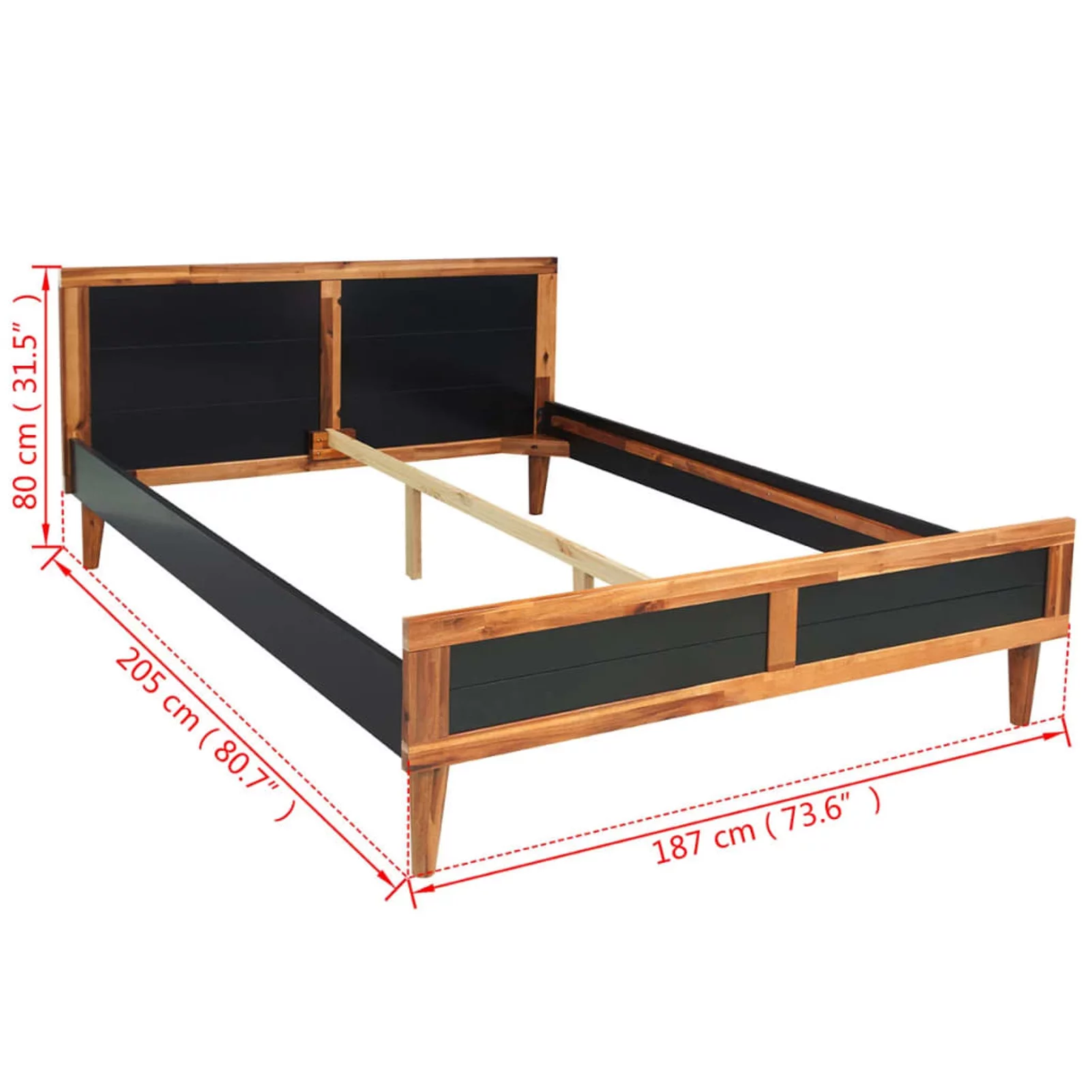 walmeck Bed Frame Black Solid Acacia Wood 70.9