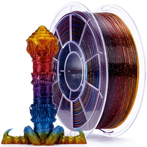 ZIRO Fast Color Changing Twinkling PLA, 1.75mm Filament, Sparkle Glitter with Colorful Transluent PLA, 3D Printing Material,1kg Spool, Dimensional Accuracy +/-0.03mm, Galaxy